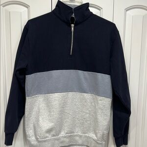 John Galt Women’s Navy and Gray Quarter-Zip Pullover Sweatshirt. Size:OS